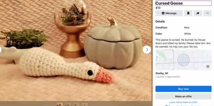 cursed crocheted goose