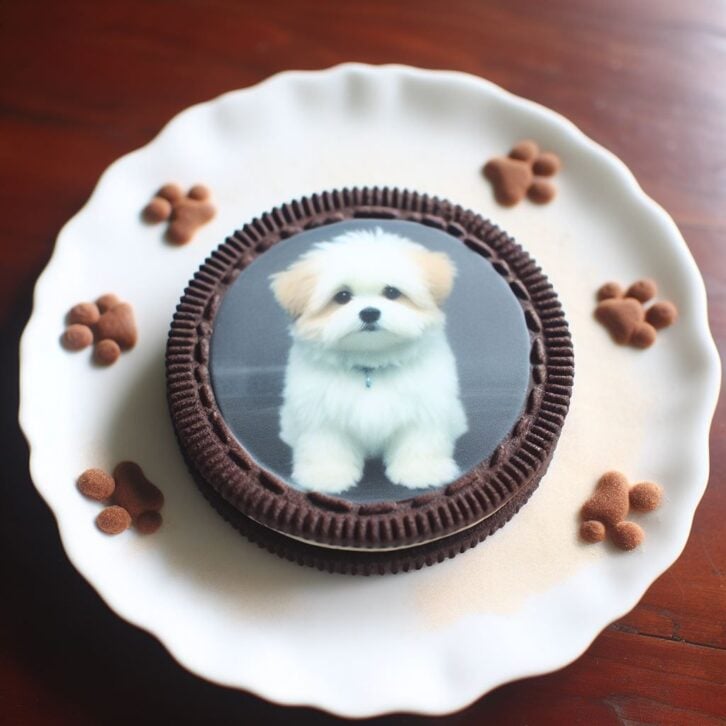 A.I. image of a custom oreo with a dog on it