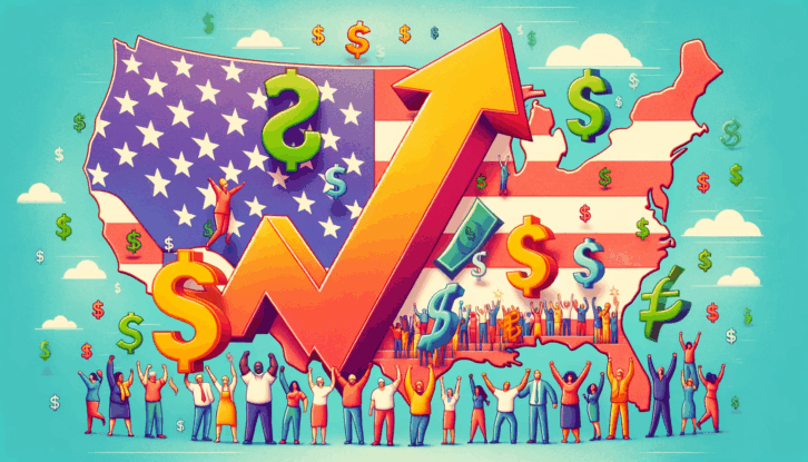 AI-generated image of the federal minimum wage in the US being increased in 22 states