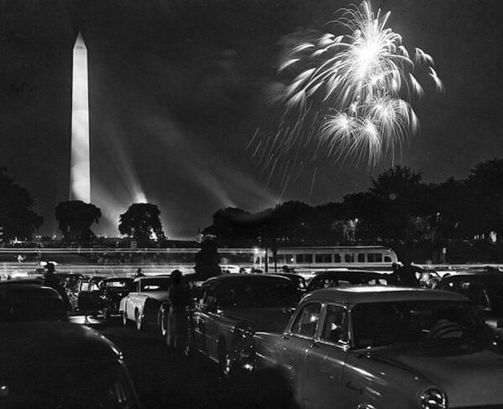 Fourth of July fireworks over Washington, D.C. 1954