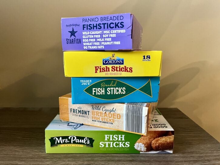 5 boxes of frozen fish sticks