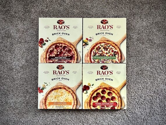 four boxes of rao's frozen pizzas