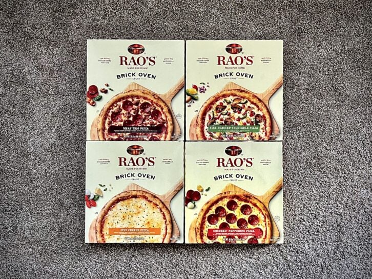 four boxes of rao's frozen pizzas