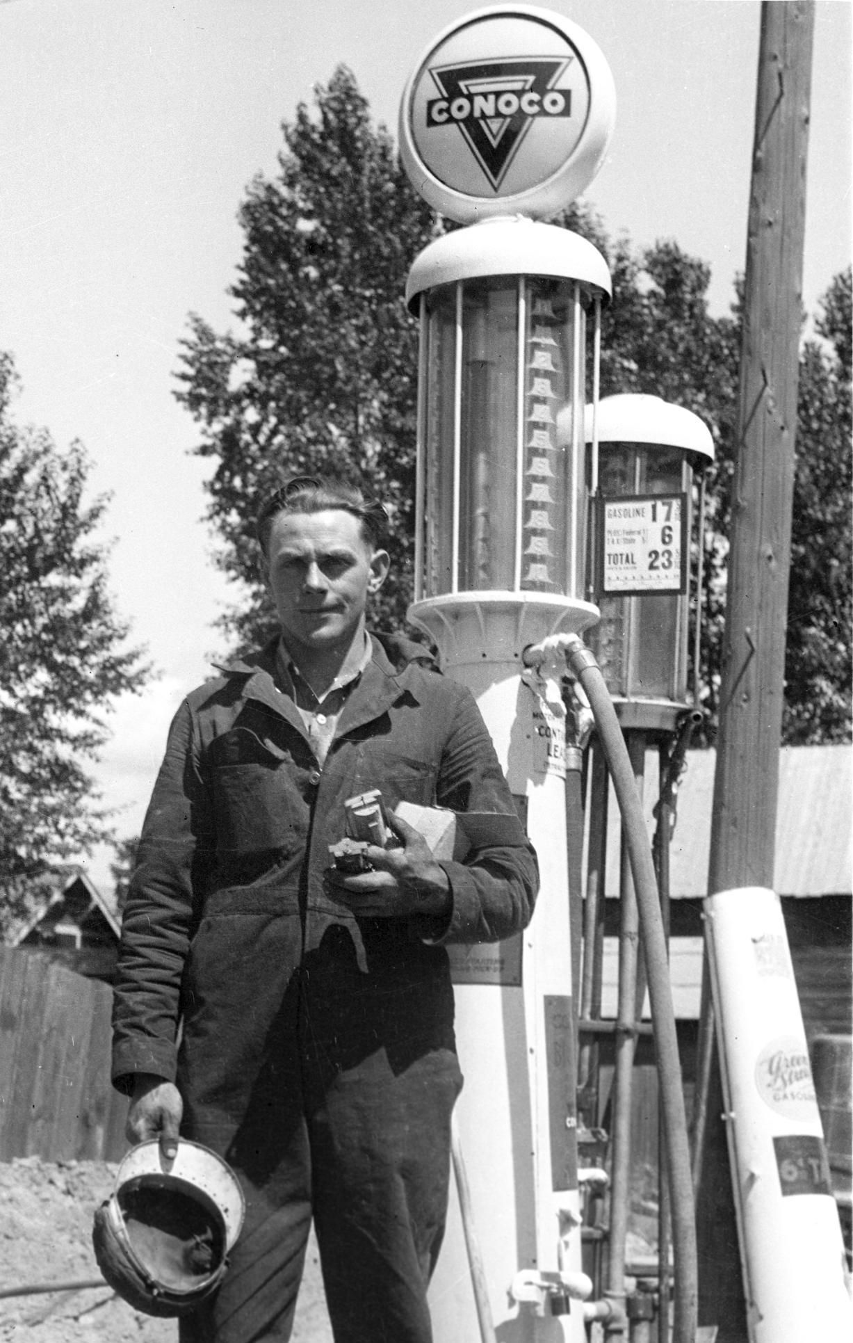My grandfather 1934, gas station mechanic during the Depression