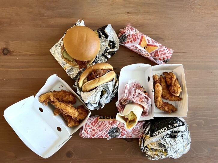 8 different Hardee's chicken items