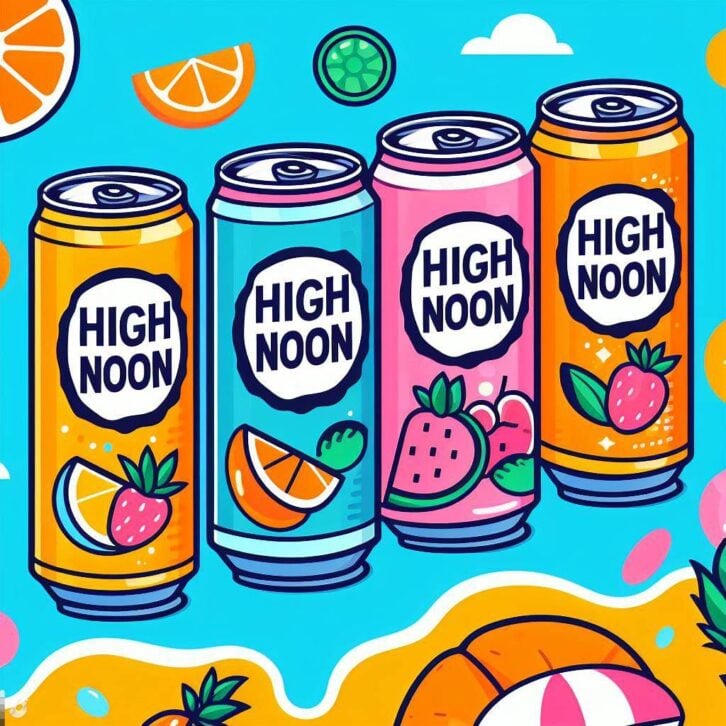 high noon seltzers illustrated by bing image creator