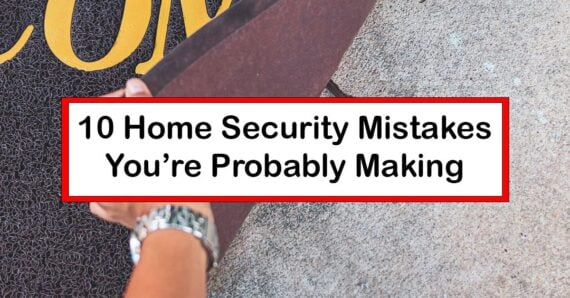 A doormat with keys tucked underneath it.