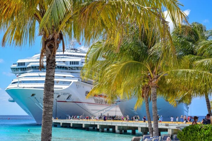 cruise ship docked in the Caribbean