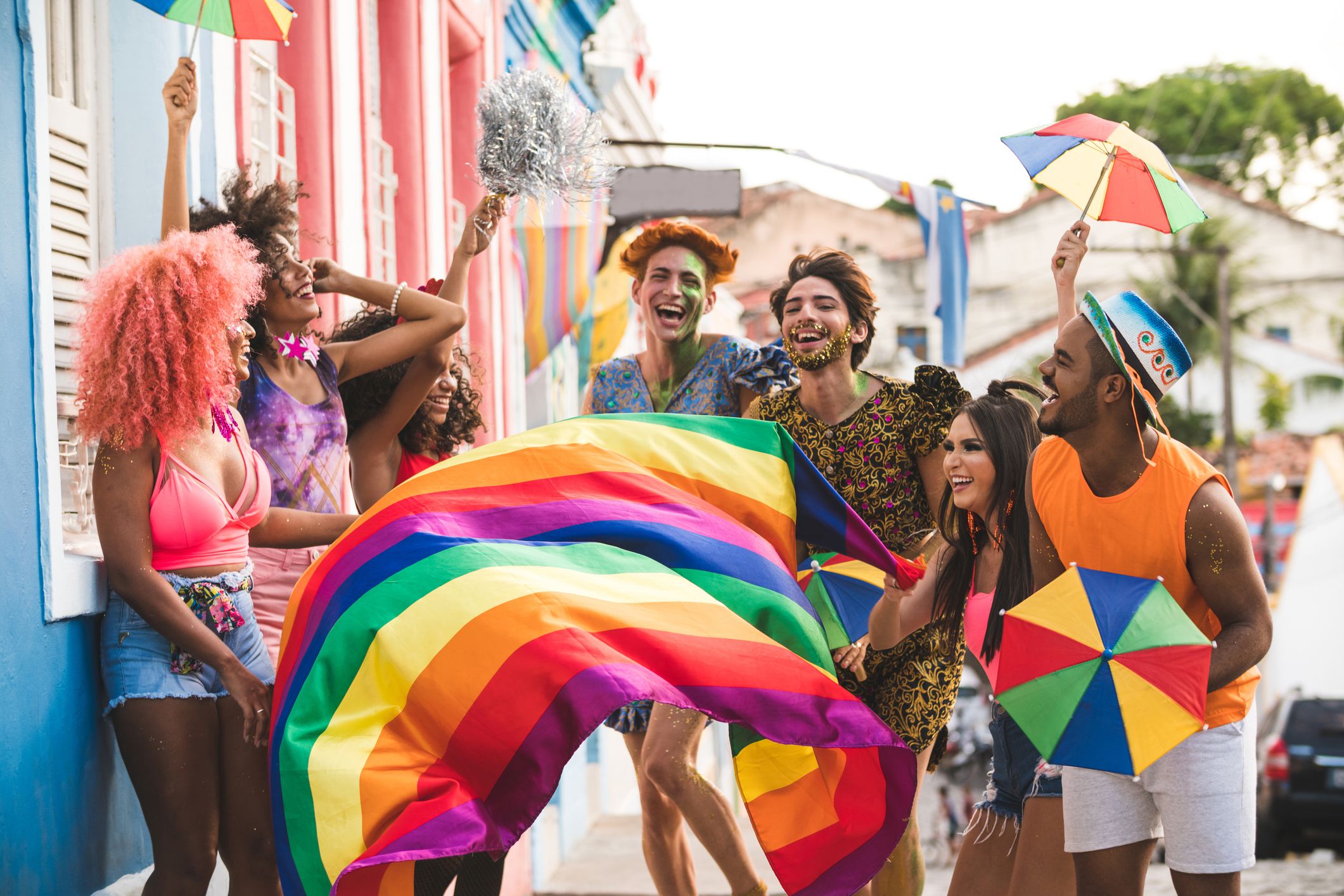 friends celebrating pride event