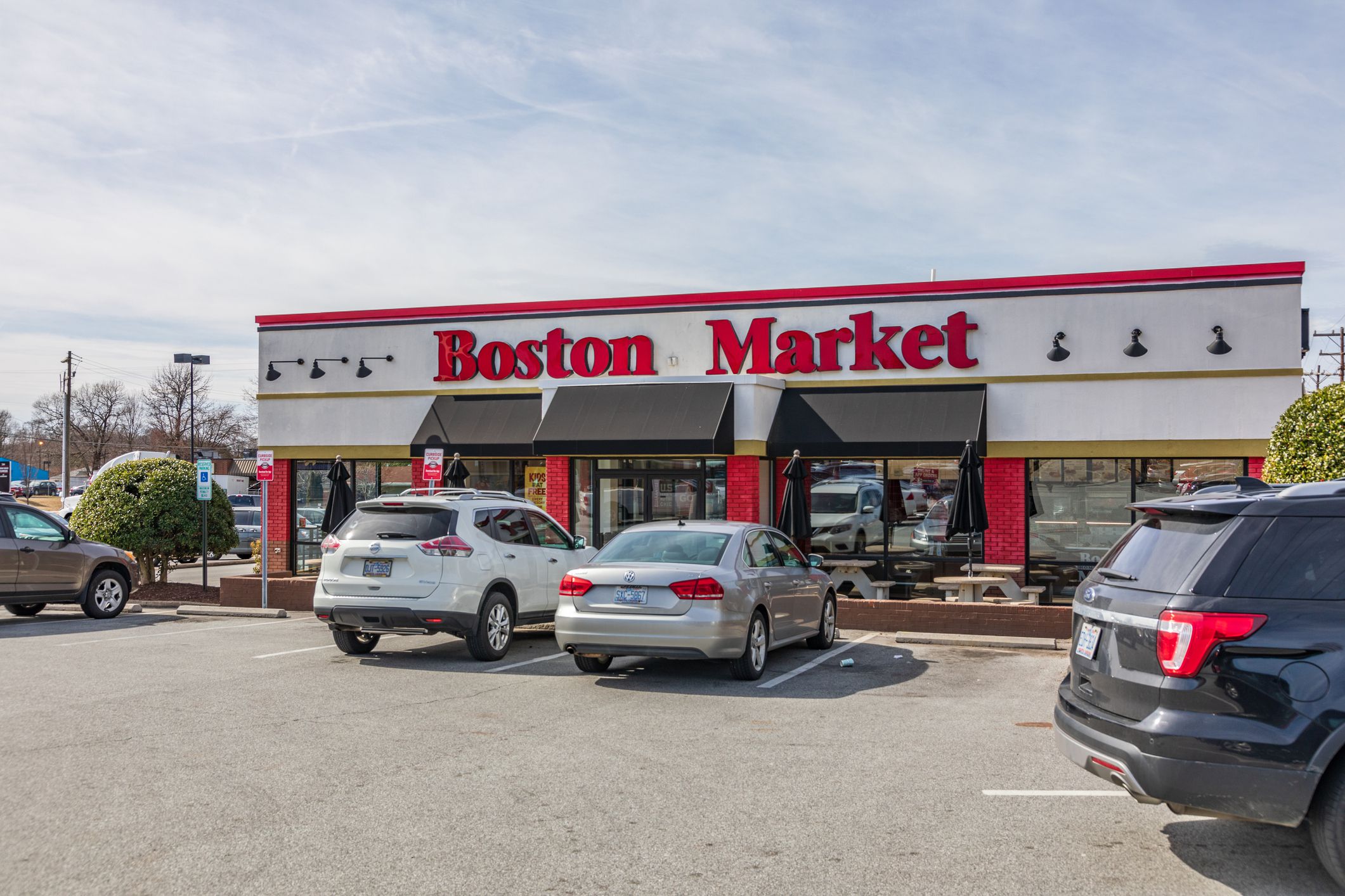 Greensboro, NC, USA-2/14/19: A Boston Market restaurant in Guilford College.