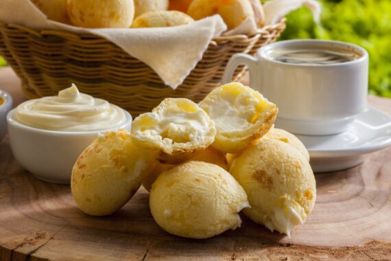 Brazilian snack cheese bread stuffed with catupiry