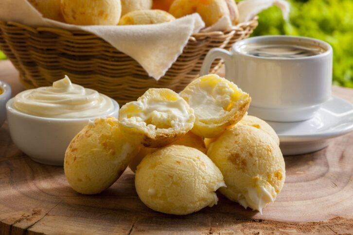 Brazilian snack cheese bread stuffed with catupiry