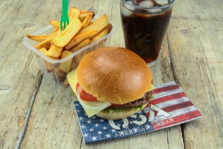 hamburger and soda