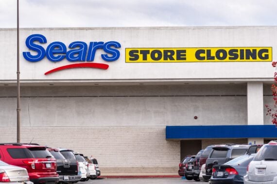 Dec 6, 2019 San Jose / CA / USA - Sears store having its store closing sale; several Sears stores are scheduled to close in the next months as result of the company's reorganization efforts