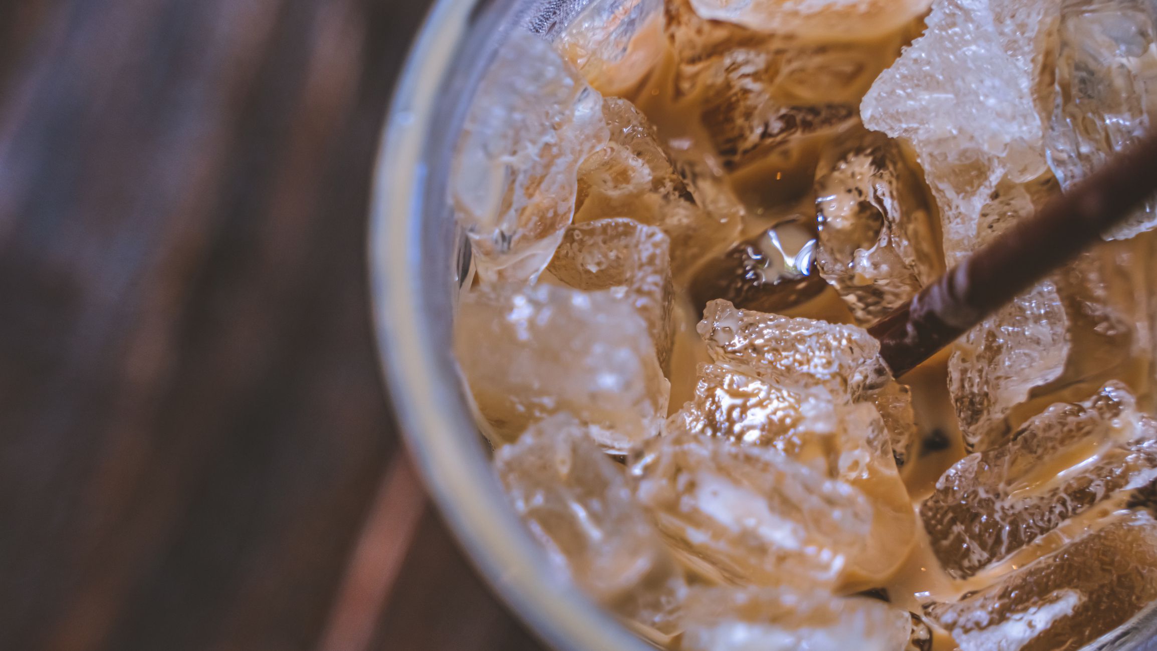 Drinking Iced Cappuccino Latte Coffee