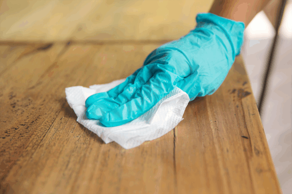 using disinfecting wipe