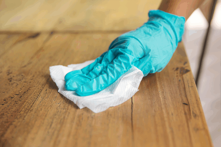 using disinfecting wipe
