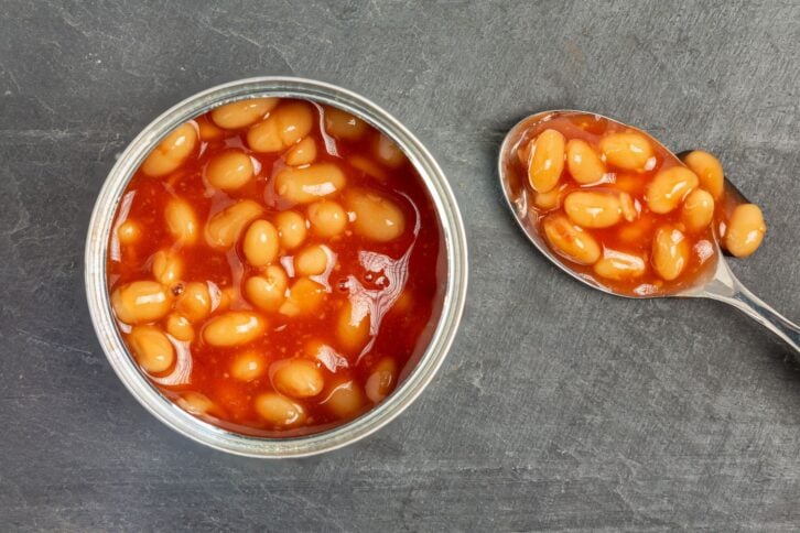 can of Baked beans with a spoon