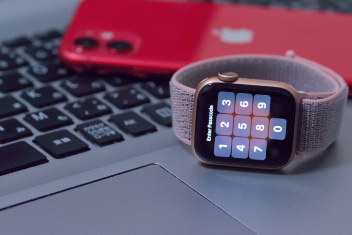 Tokyo, Japan - May 23, 2020 : Apple Watch 5 with iPhone 11 in blurred background. New Apple watch & iPhone releases are widely followed event every year