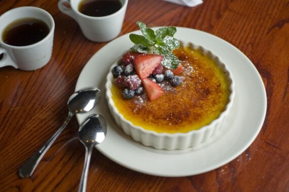 Crème brulee. Desserts. Classic American or French bakeries or pastry shop favorites. Cookies, whipped cream, cakes, chocolate syrup butter, eggs and vanilla beans.