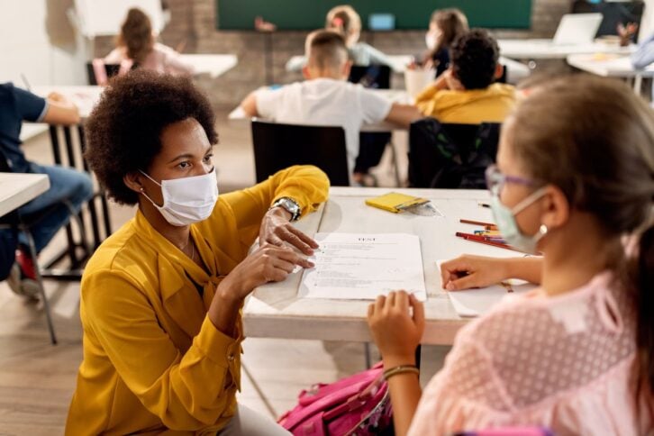 teacher with mask