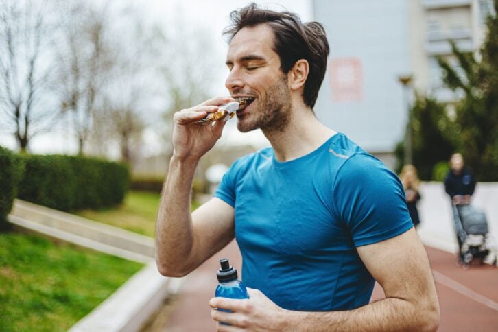 Man exercising and lives healthy life.