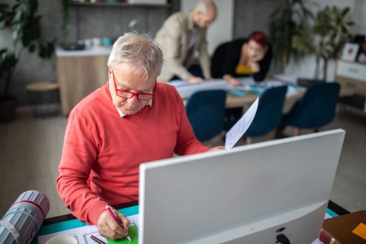 Businessman working on new project in architecture office