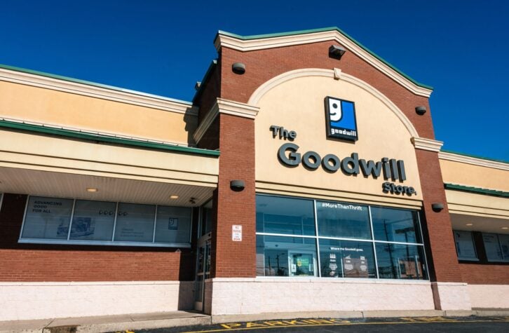 Bound Brook, New Jersey, USA - January 22, 2022: Exterior Sign of the Goodwill Industries Store & Donation Center.