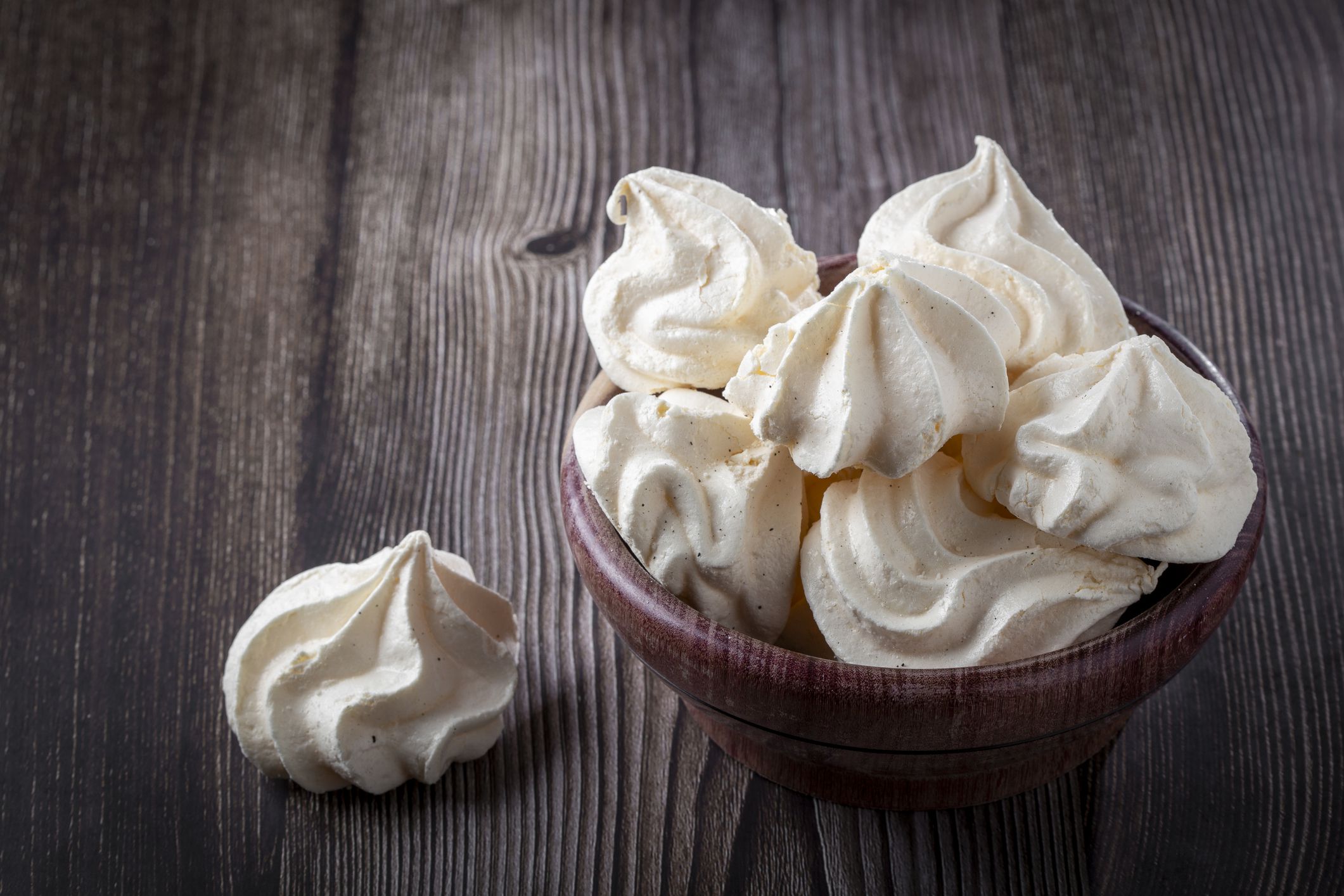 Delicious meringue cookies on the table.
