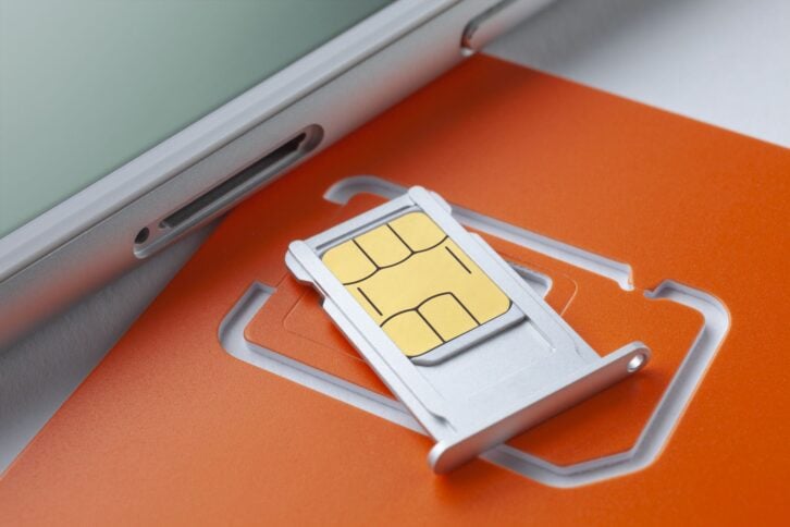 Cell phone sim card and sim card tray.