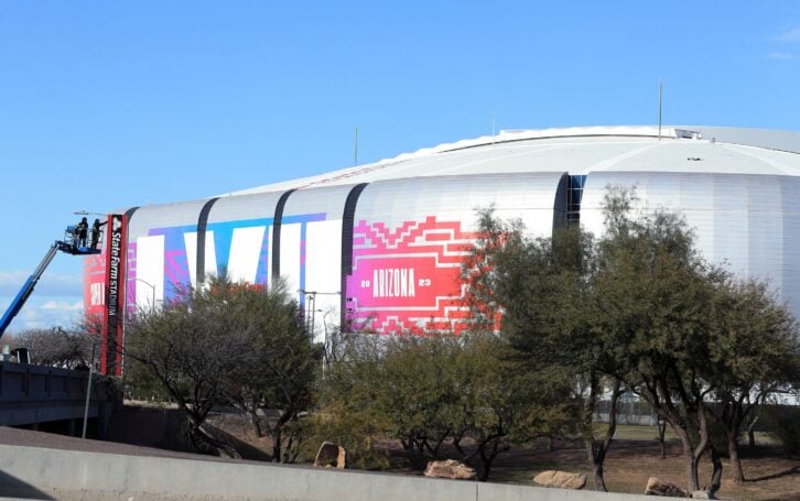 Glendale, AZ - January 31, 2023: State Farm Stadium days before the upcoming American football championship game of the National Football League for the 2022 NFL, Super Bowl LVII