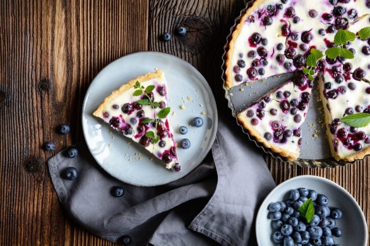 Mustikkapiirakka – traditional Finnish pie with blueberry and sour cream filling