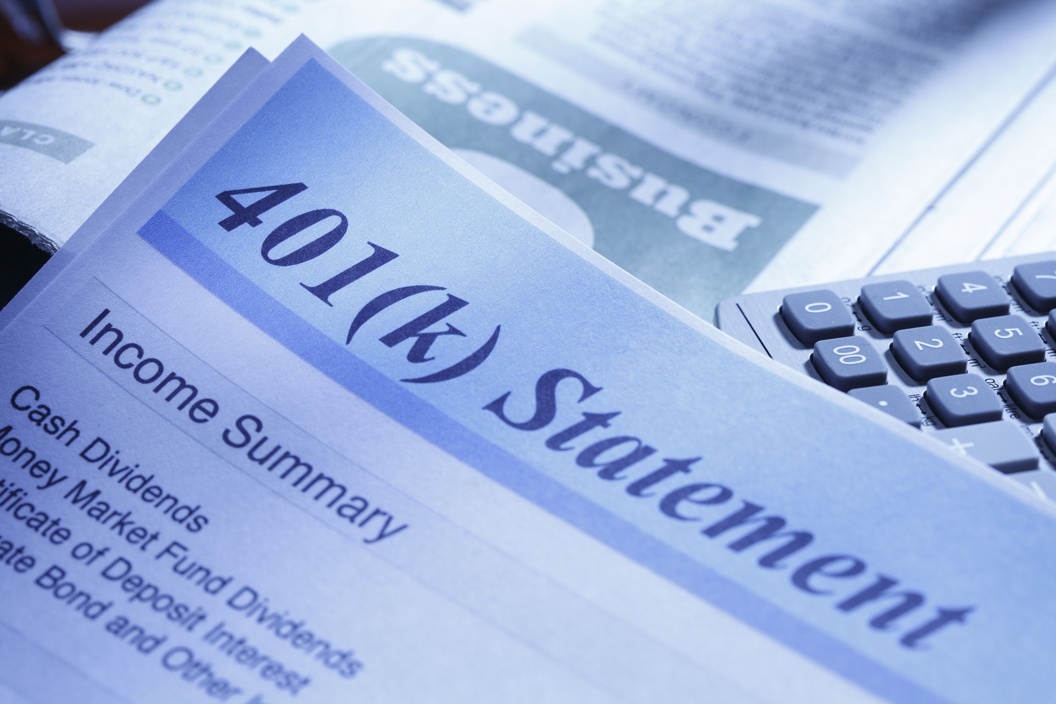Close up of a 401(k) statement.