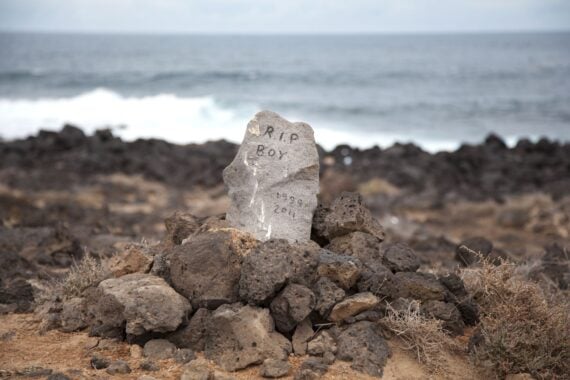 Pet grave by the ocean.