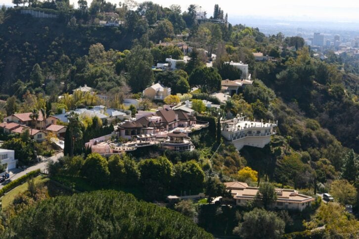 Beverly Hills area of Los Angeles where stately homes abound