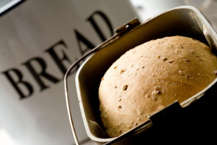 freshly made bread in bread maker