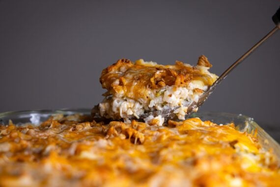 Easy baked chicken, rice, cheese, and green bean casserole recipe