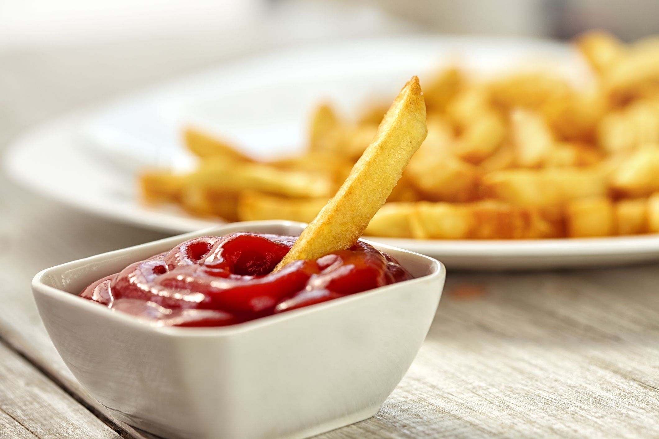 Ketchup with french fries dipped