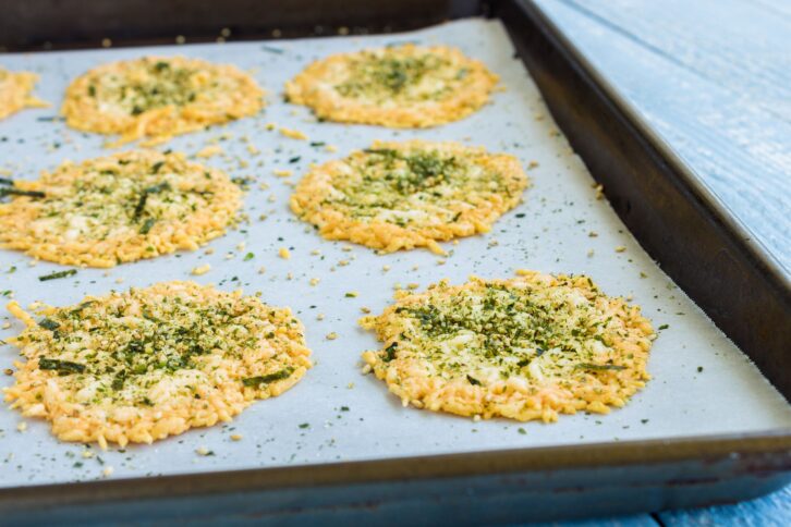 Parmesan baked crispy and sprinkled with furikake seasoning