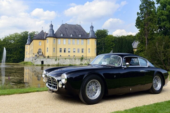 1955 maserati a6g frua berlinetta paris show car sports car. the car is on display during the 2014 classic days event at schloss dyck