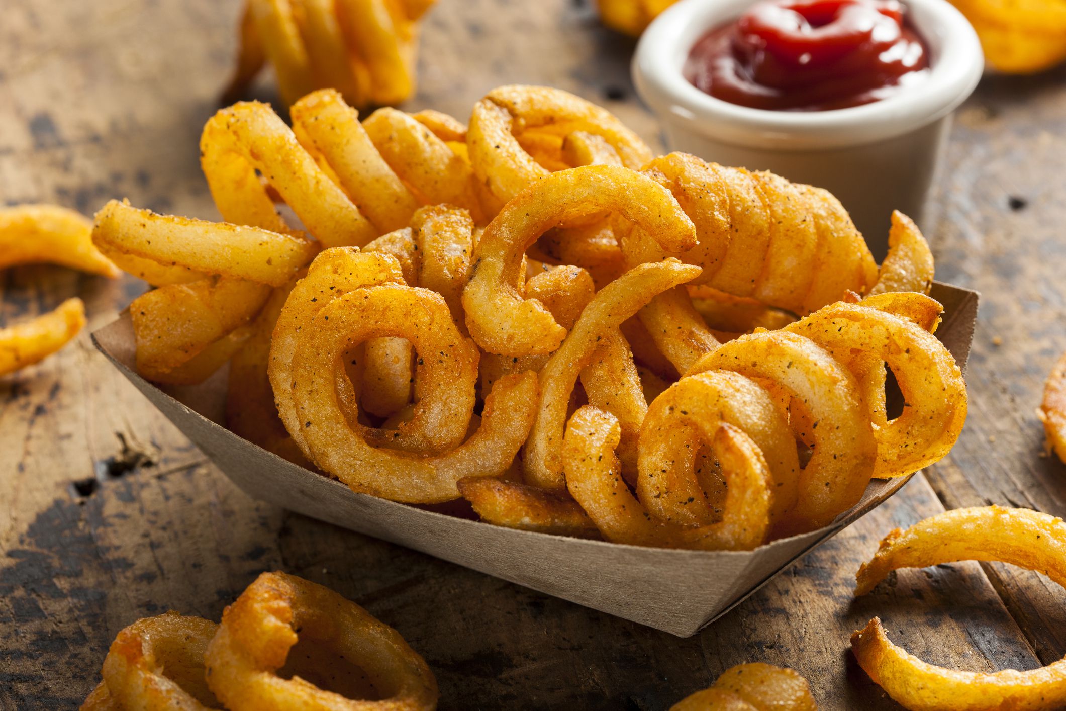 Spicy Seasoned Curly Fries Ready to Eat