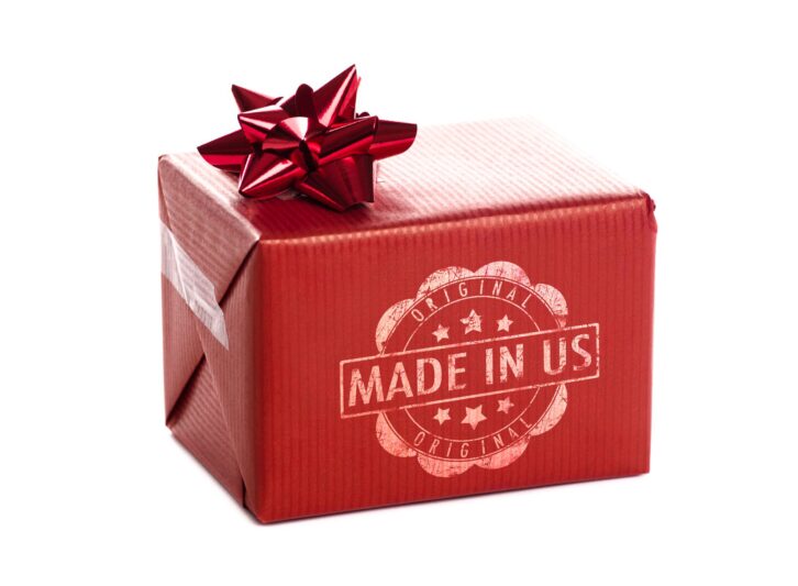made in usa gift box isolated on white