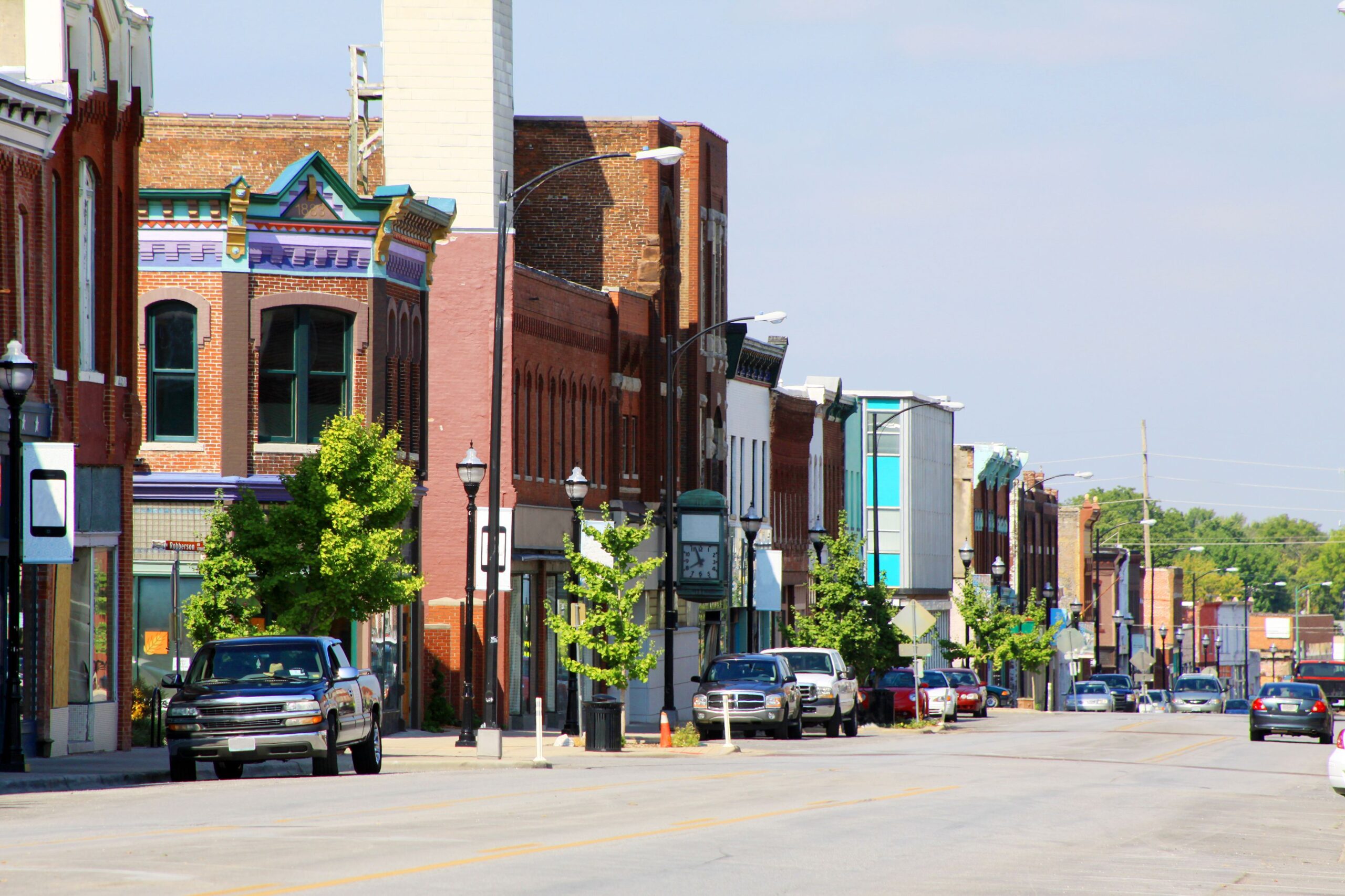 The historic section of Springfield, Missouri is photographed.