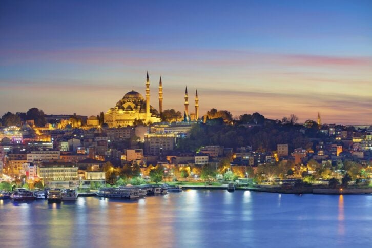 istanbul with suleymaniye mosque during sunset