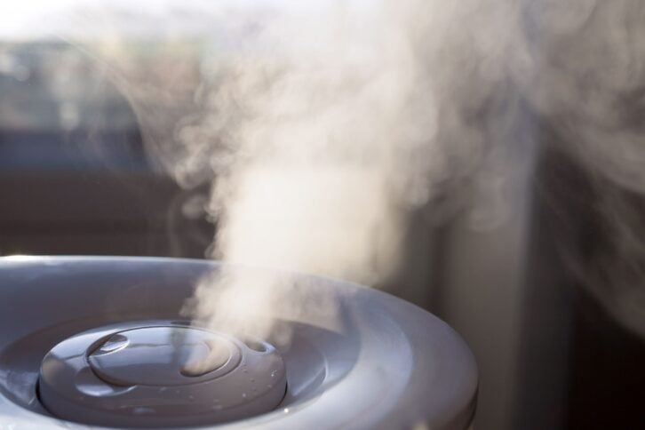 vapor from humidifier in the morning light