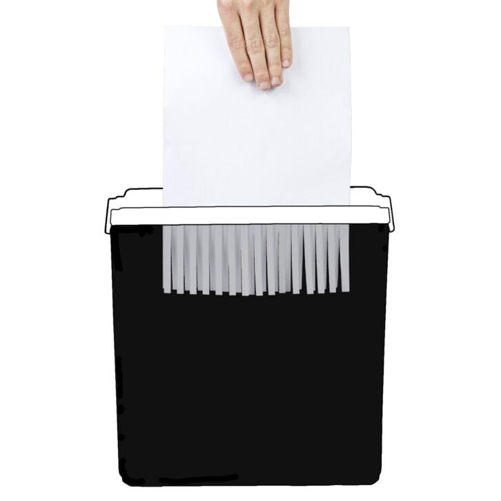 paper going through paper shredder cartoon