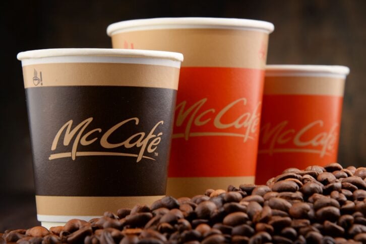 Poznan, Poland - April 20, 2016: McCafé is a coffee-house-style food and drink chain, owned by McDonald's.