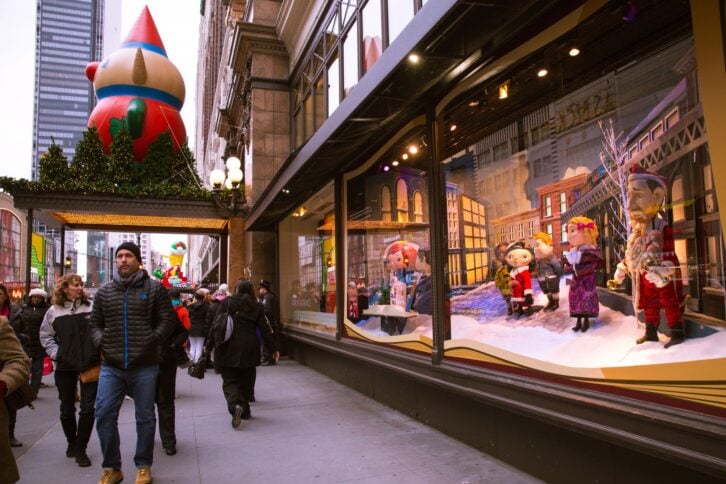 Macy's exterior window display for the holidays