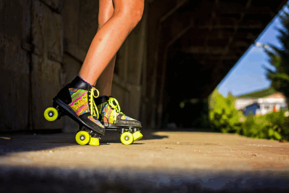 Roller skating outside