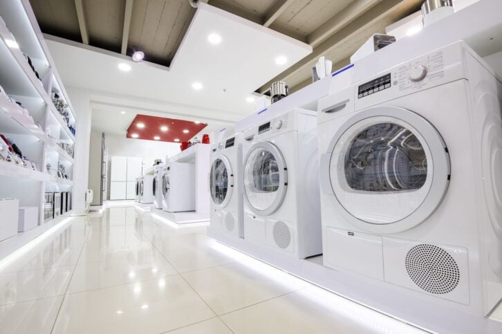 Washing machines, refrigerators and other home related appliance or equipment in the retail store showroom
